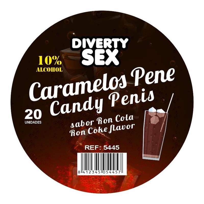 20 Caramelos Forma de Pene Sabor Ron Cola