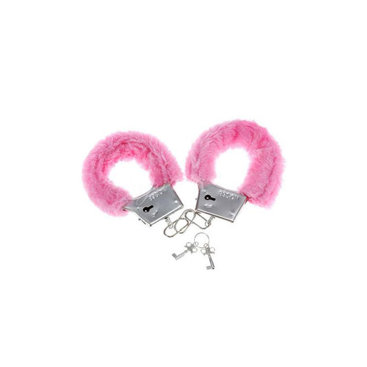 Punhos de pulso forrados com pelúcia rosa