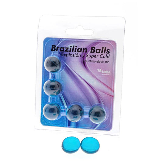 Conjunto de 5 Bolas Brasileiras Gel Excitante com Efeito Frio