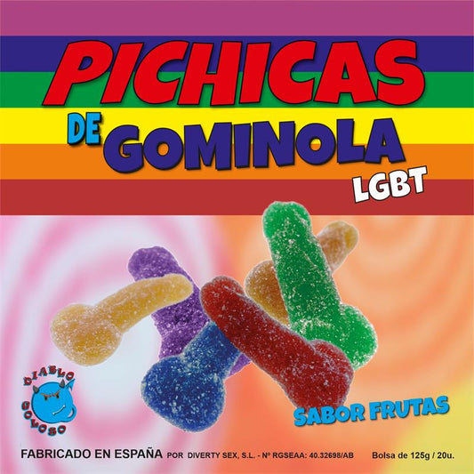 Caixa de gomas pito sabor frutas LGBTQ+