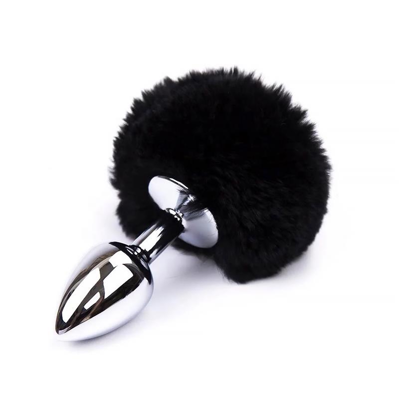 Plugue anal pompom preto tamanho P