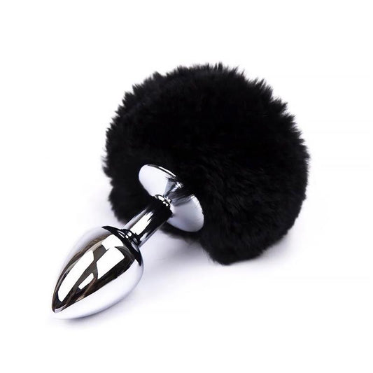 Plugue anal pompom preto tamanho P