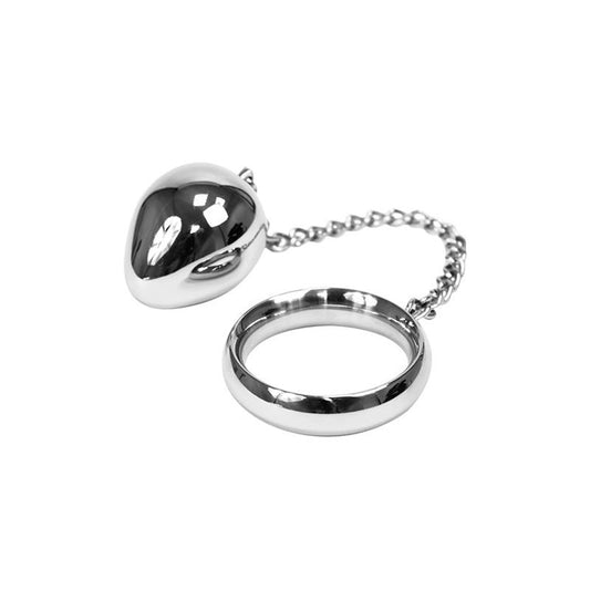 Anel peniano com ovo anal em aço inoxidável 40 mm