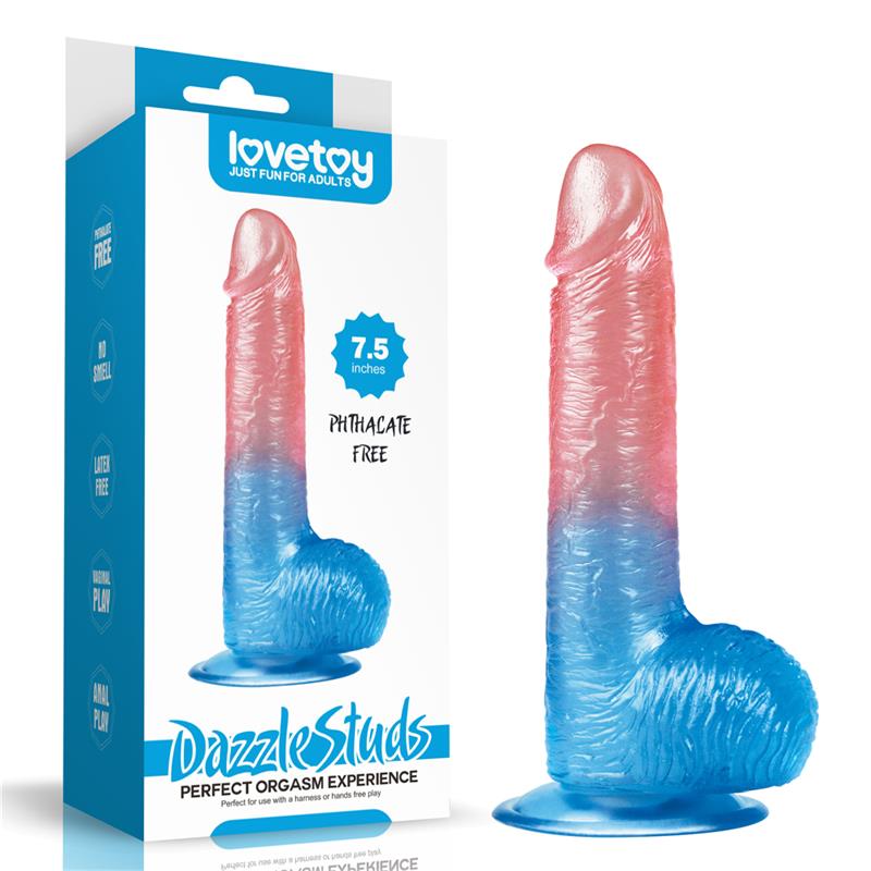 Dildo Dazzle Studs 75 Rosa y Azul
