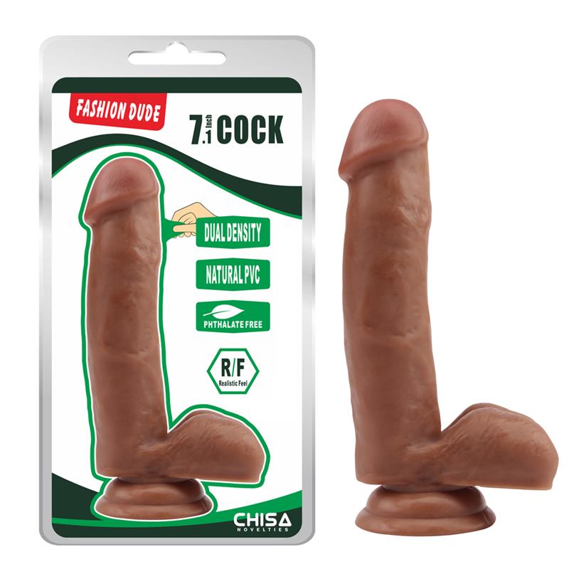 Dildo Dual Density Fashion Dude 178 x 4 cm Bronceado