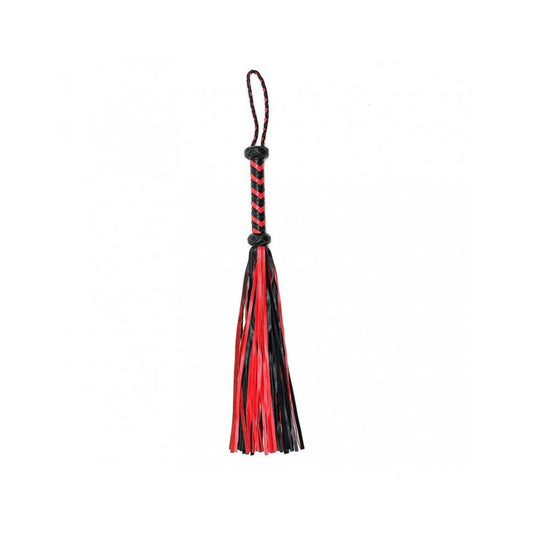 Flogger Trenzado Cuero Negro Rojo
