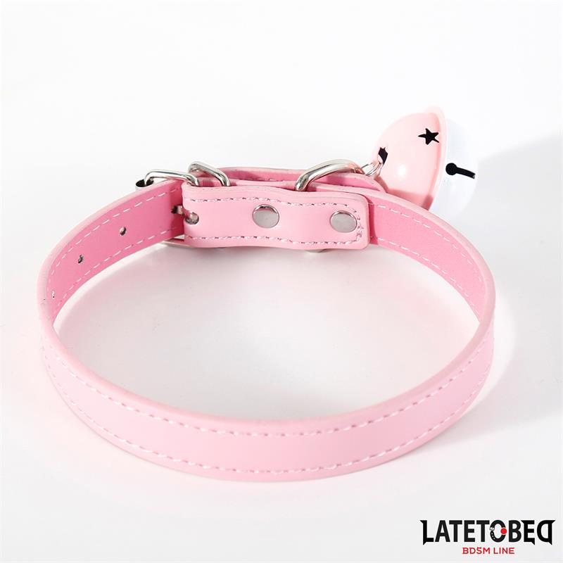 Collar con Cascabel Ajustable Rosa