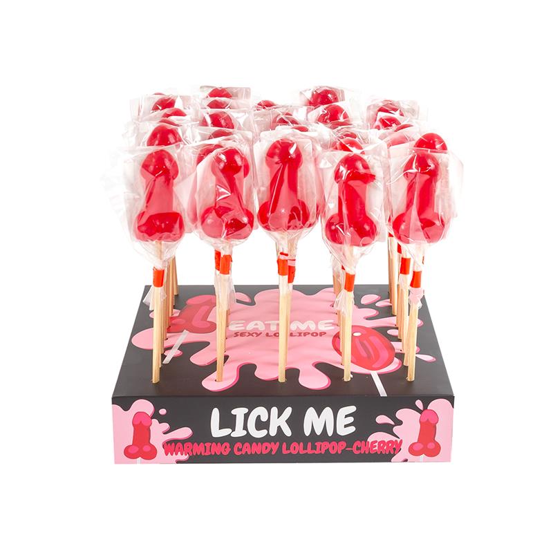 Display Piruleta Pene Cereza Efecto Calor Picante 40pcs