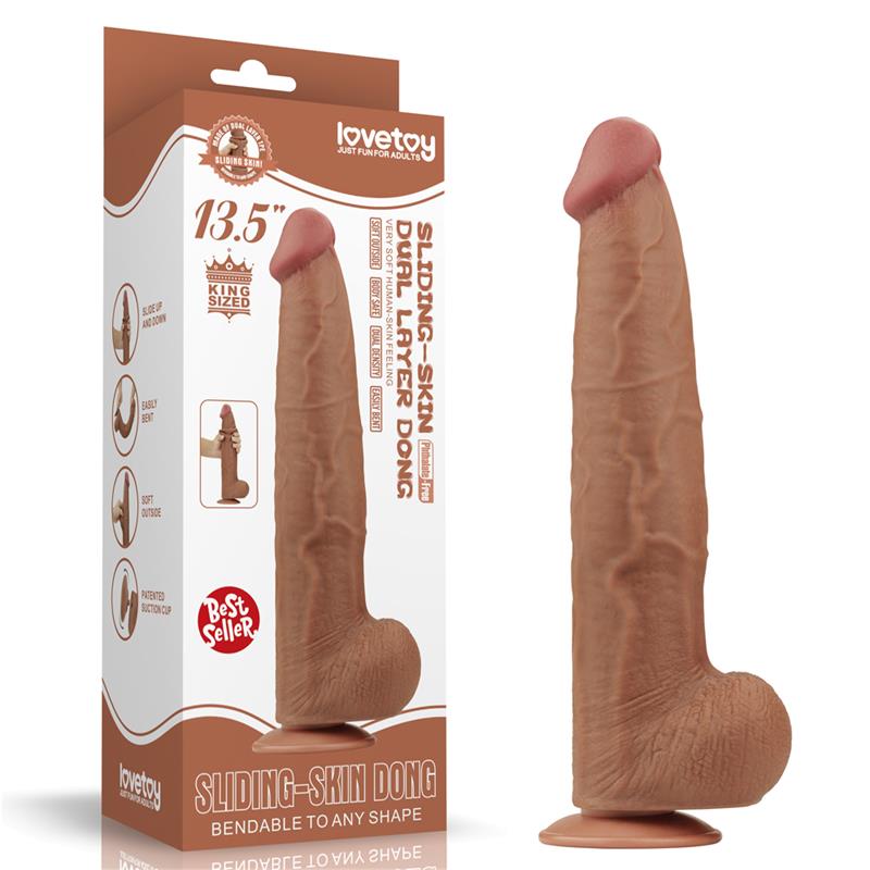 Dildo Dual Density Piel Deslizante Retractil 135
