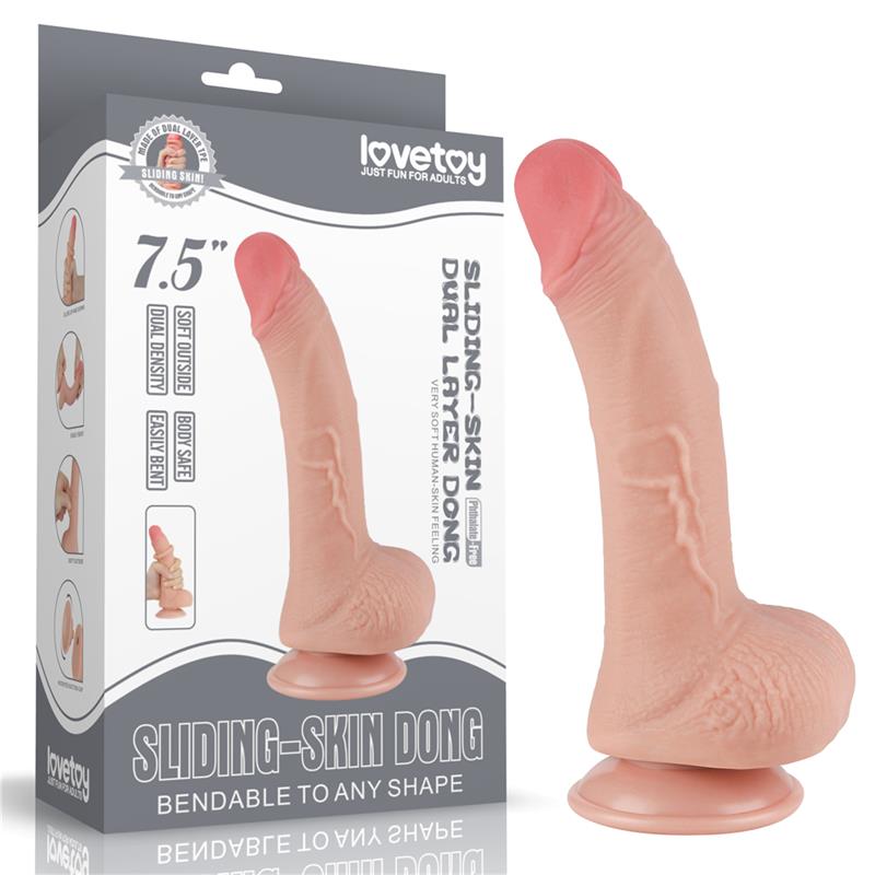 Dildo Dual Layer Piel Deslizante Retractil 75