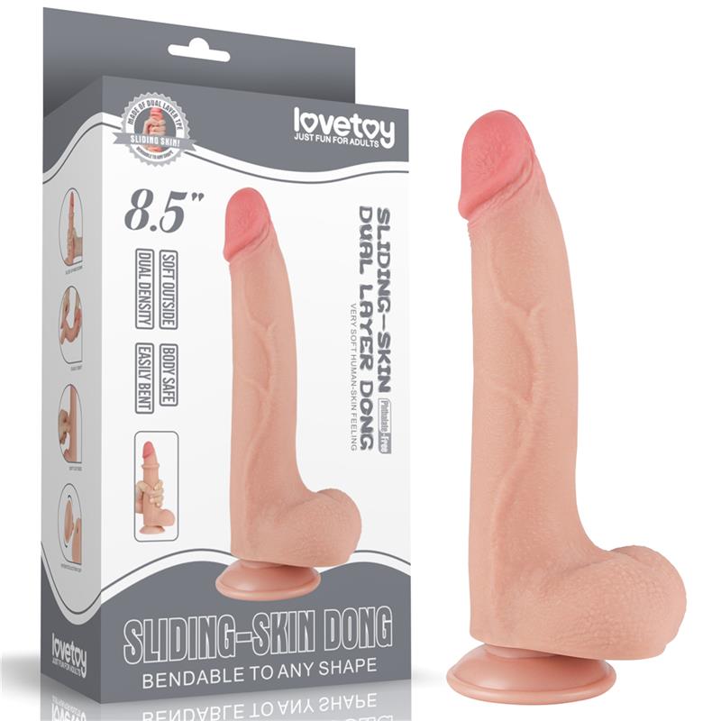 Dildo Dual Density Piel Deslizante Retractil 85