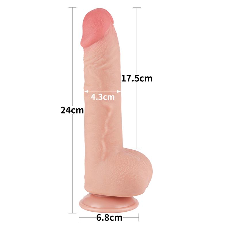 Dildo Dual Density Piel Deslizante Retractil 95