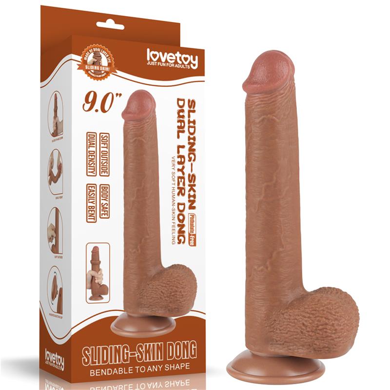 Dildo con Piel Retractil 9 Bronceado