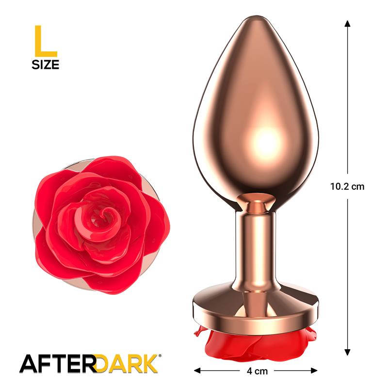 Rose Plug Anal Oro Rosa Base de Rosa Roja Talla L