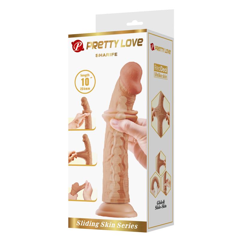 Sharife Dildo con Piel Deslizante Retractil 25 cm