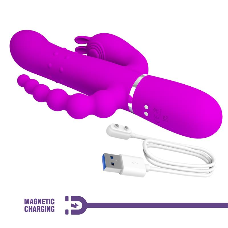 Cammy 4 in 1 Vibrador con Bolas Rotadoras y Cadena Anal