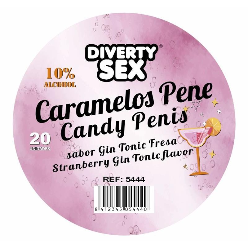 20 Caramelos Forma de Pene Sabor Gin Tonic