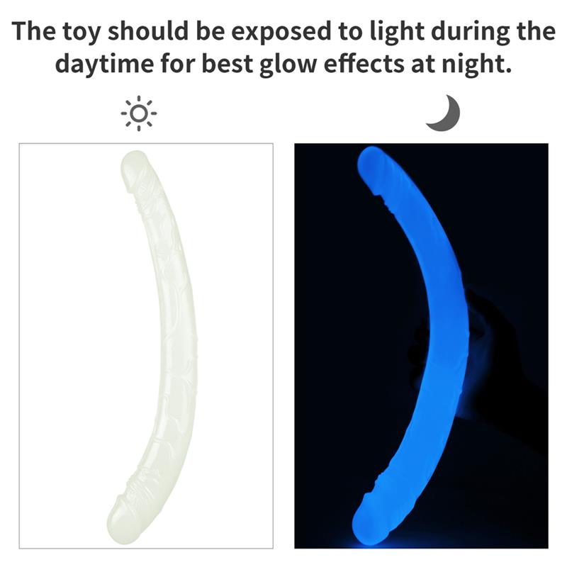 Dildo Doble Lumino 145 Luz Azul