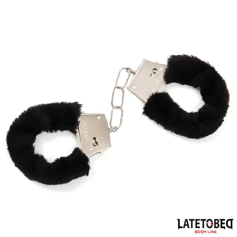 Esposas de Metal Furry con Pelo Negro
