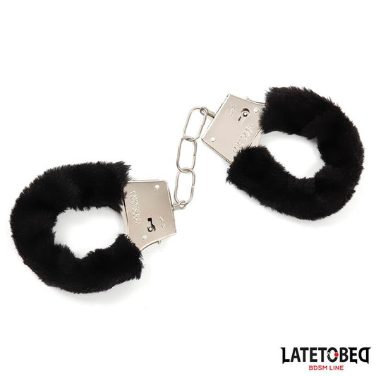 Esposas de Metal Furry con Pelo Negro