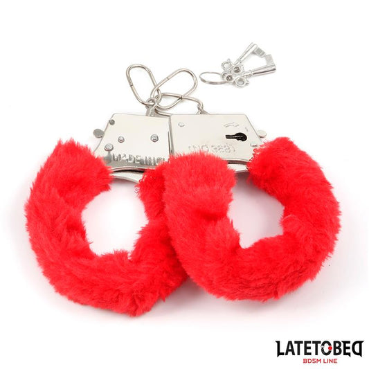 Esposas de Metal Furry con Pelo Rojo