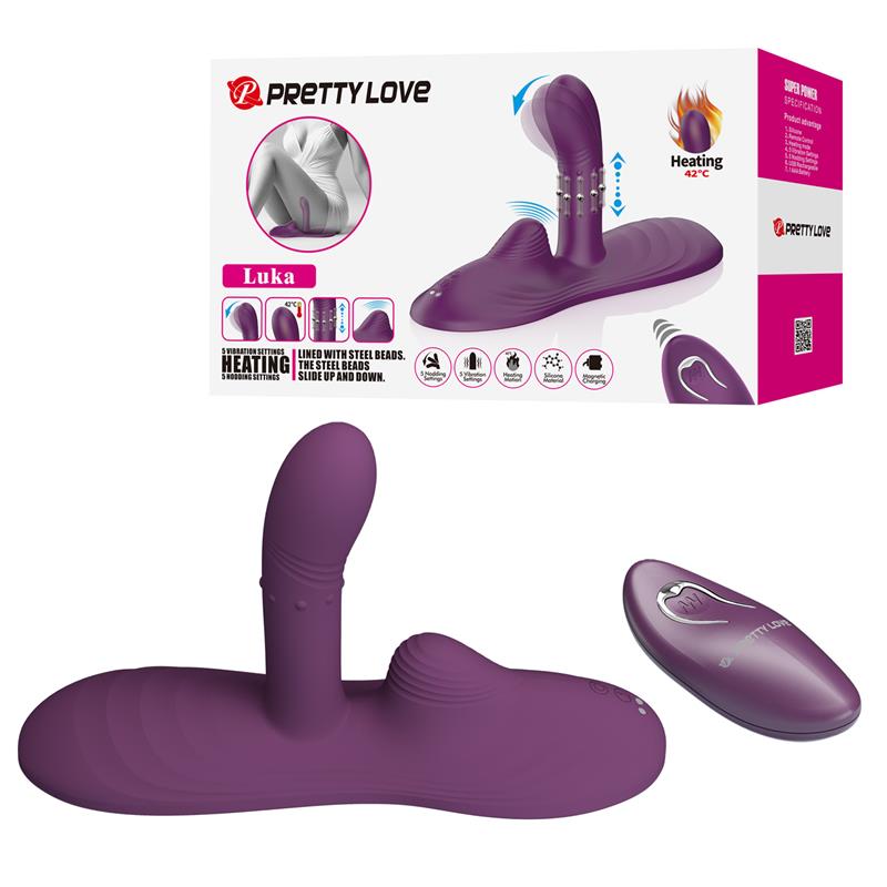 Luka Asiento con Vibrador con Finger Efecto Calor y Bolas Rotadoras