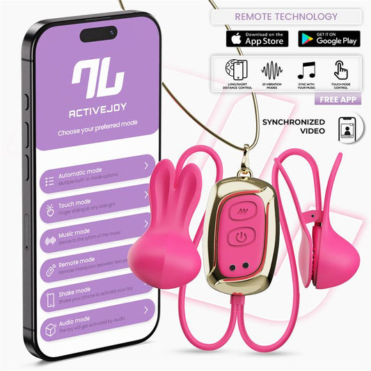 Tickly Pinzas para Pezones con Vibracion Control y Collar con APP