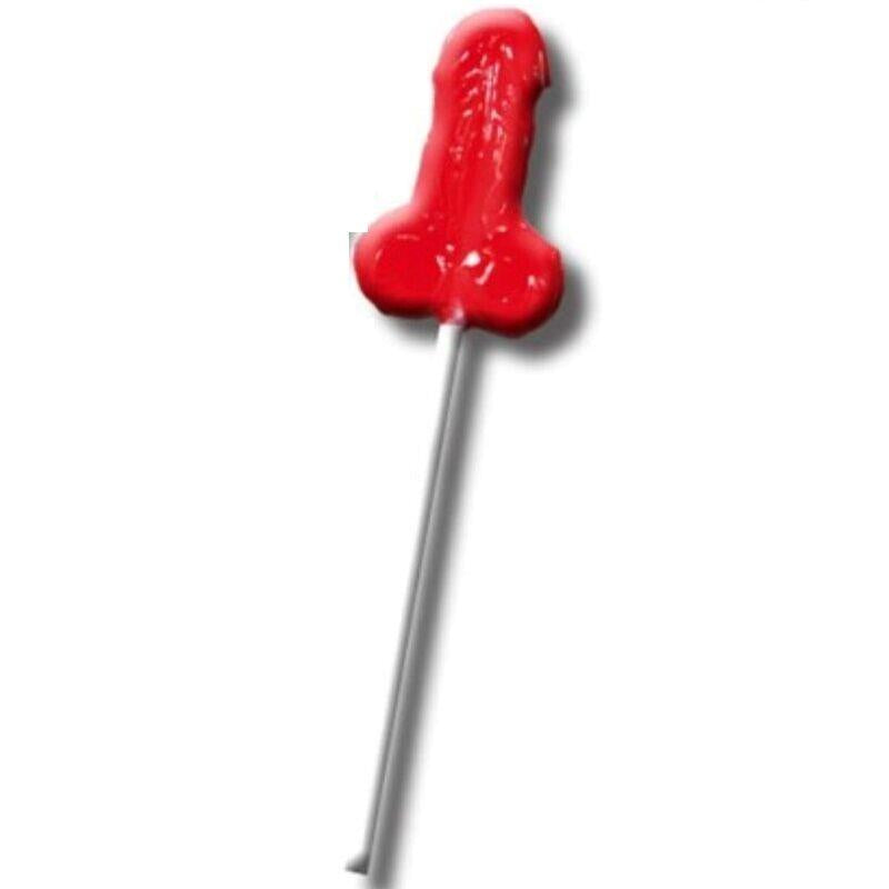 Pirulito de goma para pênis com sabor de morango