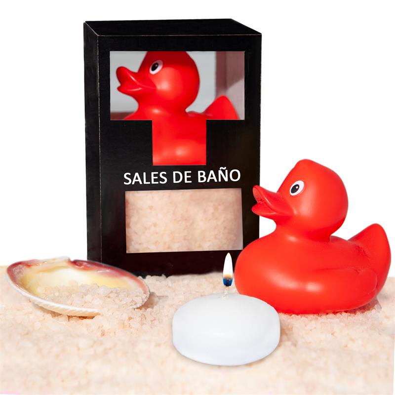 Conjunto de sais de banho Vanilla Duck, vela e concha 150g