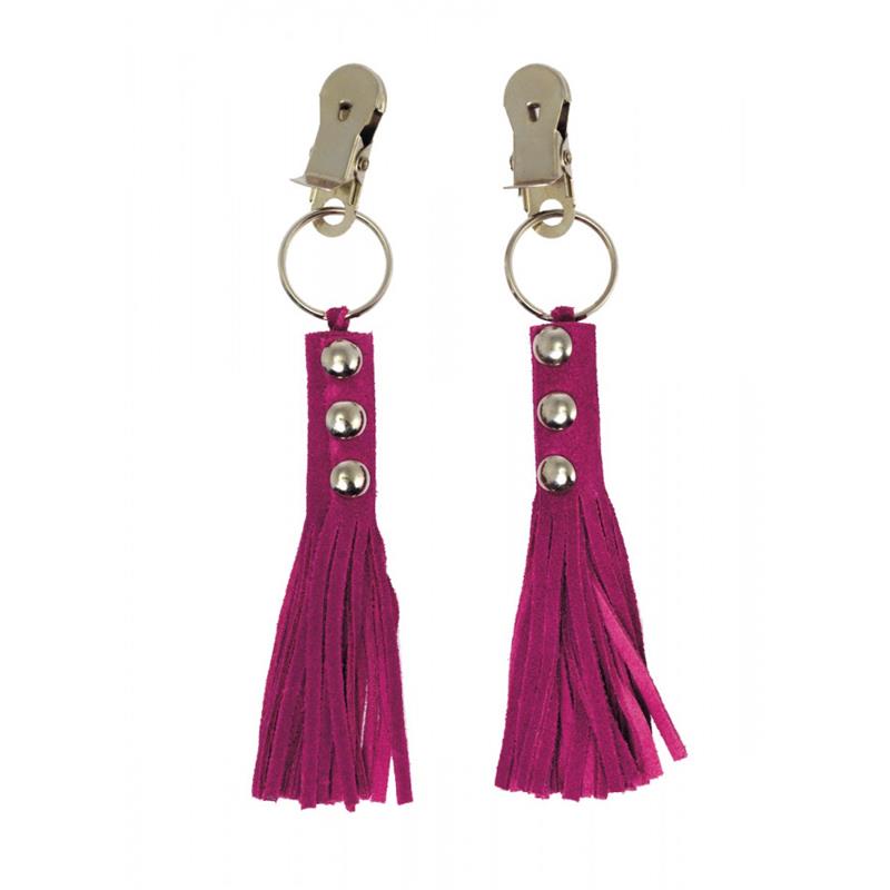 Grampos de mamilo de couro rosa